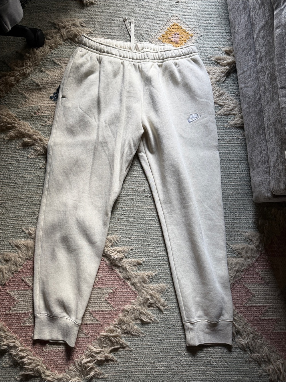 Nike Mens Cream Fleece Jogger Bottoms